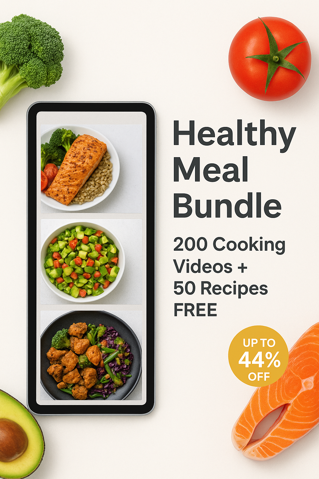 The Ultimate Healthy Cooking Bundle: 200 Videos + ( 50 Clean-Eating Recipes for FREE )
